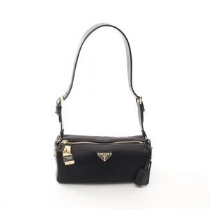 Prada TESSUTO VITELLO shoulder bag nylon leather black white